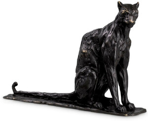 Casa Padrino Luxus Deko Skulptur Panther 37 x 10 x H. 24 cm - Bronze Deko Skulptur - Bronze Deko Figur - Schreibtisch Deko - Wohnzimmer Deko - Luxus Qualit�t