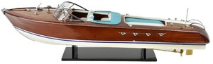 Casa Padrino Luxus Deko Speedboot mit Massivholz St�nder 87 cm - Handgefertigtes Deko Boot - Holzboot - Modellboot - Rennboot - Deko Accessoires