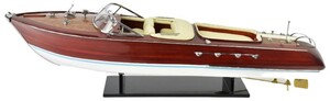 Casa Padrino Luxus Deko Speedboot mit Massivholz St�nder 87 x H. 26 cm - Handgefertigtes Deko Boot - Holzboot - Modellboot - Rennboot