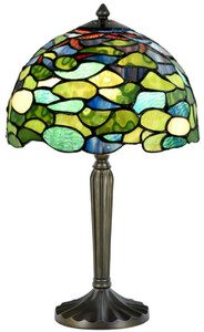 Casa Padrino Luxus Deko Tiffany Tischleuchte Mehrfarbig 25 x H. 42 cm - Hockerleuchte - Schreibtischleuchte - Deko Accessoires