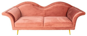 Casa Padrino Luxus Designer 3er Sofa Rosa / Gold 215 x 73 x H. 85 cm - Wohnzimmer Sofa - Wohnzimmer Mbel - Luxus Mbel - Designer Mbel - Wohnzimmer Einrichtung - Luxus Einrichtung
