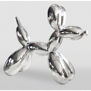 Casa Padrino XXL Deko Skulptur Ballon Hund Silber Chrom 210 cm - Riesige Garten Figur