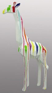 Casa Padrino Luxus Designer Deko Skulptur Giraffe Wei / Mehrfarbig H. 200 cm - Riesige Gartenskulptur - Lebensgroe Skulptur - XXL Deko Skulptur - XXL Deko Figur - XXL Tierfigur