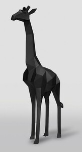 Casa Padrino XXL Deko Skulptur Giraffe Schwarz H. 190 cm