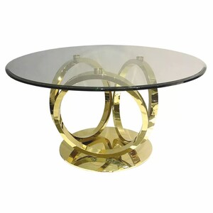 Casa Padrino Designer Esstisch mit Glasplatte Gold  150 cm - Esszimmer M�bel