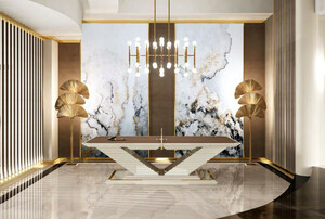 Casa Padrino Luxus Designer Indoor Tischtennisplatte Braun / Creme / Gold 274 x 152,5 x H. 76 cm - Hotel Kollektion - Luxus Qualitt