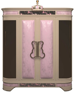 Casa Padrino Luxus Designer Kinderzimmer Kleiderschrank Rosa / Beige / Schwarz / Gold 200 x 60 x H. 250 cm - Kinderzimmer M�bel - Hotel M�bel - Luxus Qualit�t - Made in Italy