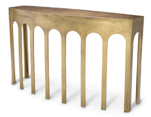 Casa Padrino Luxus Konsole Vintage Messing 132 x 37,5 x H. 79 cm - Rechteckiger Aluminium Konsolentisch - Wohnzimmer M�bel - Aluminium M�bel - Luxus M�bel - Luxus Qualit�t