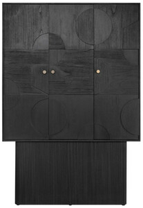 Casa Padrino Luxus Designer Schrank Schwarz 130 x 45 x H. 190 cm - Massivholz Regalschrank mit 3 T�ren - Schlafzimmer Schrank - Wohnzimmer Schrank - B�ro Schrank - Luxus M�bel