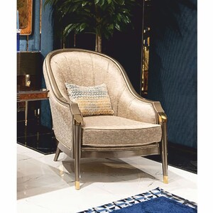 Casa Padrino Luxus Sessel Grau / Gold H. 102 cm - Wohnzimmer & Hotel M�bel