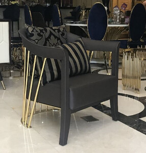 Casa Padrino Luxus Sessel Schwarz / Gold 75 x 75 x H. 81 cm - Wohnzimmer Sessel - Hotel Sessel - Wohnzimmer M�bel - Hotel M�bel - Luxus M�bel