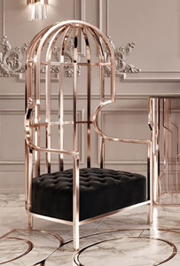 Casa Padrino Luxus Sessel Schwarz / Kupfer 78 x 78 x H. 156 cm - Wohnzimmer Sessel - Hotel Sessel - Wohnzimmer M�bel - Hotel M�bel - Luxus M�bel