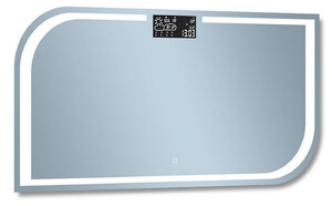 Casa Padrino Luxus Badezimmer Spiegel 120 x 2,5 x H. 60 cm - Wandspiegel mit LED Beleuchtung und integrierter Wetterstation - Luxus Badezimmer Mbel