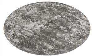 Casa Padrino Luxus Viskose Teppich Grau  280 cm - Handgewebter runder Wohnzimmer Teppich - Luxus Qualitt