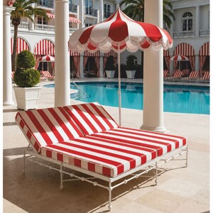 Casa Padrino Luxus Doppel Gartenliege Wei� / Rot 160 x 190 cm - Hotel & Garten M�bel VPP