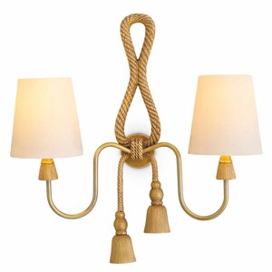 Casa Padrino Luxus Doppel Wandleuchte Vintage Messing / Wei� H. 49,5 cm - Luxus Leuchten