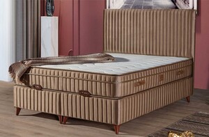 Casa Padrino Luxus Doppelbett mit Matratze Braun 180 x 200 cm - Schlafzimmer M�bel