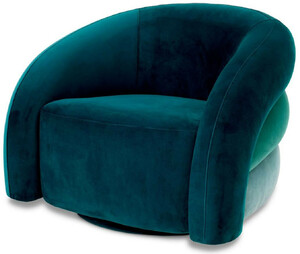 Casa Padrino Luxus Drehsessel Gr�n / T�rkis / Blau / Schwarz 91 x 80 x H. 66 cm - Wohnzimmer Samt Sessel - Wohnzimmer M�bel - Luxus M�bel - Wohnzimmer Einrichtung - Luxus Einrichtung - M�bel Luxus