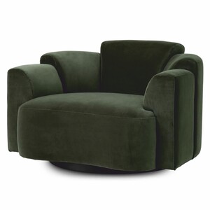 Casa Padrino Luxus Samt Drehsessel Gr�n / Schwarz - Wohnzimmer & Hotel M�bel