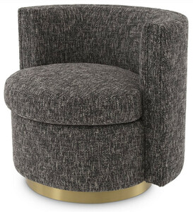 Casa Padrino Luxus Drehsessel Schwarz / Matt Gold 80 x 73 x H. 71,5 cm - Gepolsteter Wohnzimmer Sessel - Luxus M�bel