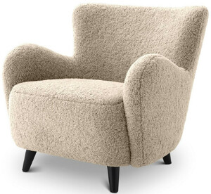 Casa Padrino Luxus Wohnzimmer Sessel Sandfarben / Schwarz 80 x 72 x H. 80 cm - Wohnzimmer M�bel - Luxus M�bel