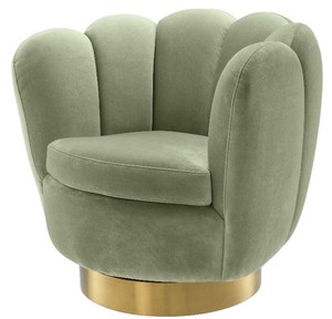 Casa Padrino Luxus Drehsessel Pistaziengr�n / Messingfarben 90 x 80 x H. 80 cm - Wohnzimmer Samt Sessel - Luxus M�bel