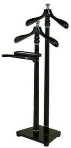 Casa Padrino Luxus Doppel Dressboy Schwarz / Silber 50 x 44 x H. 126 cm - Kleiderst�nder - Garderobenst�nder - Stummer Diener - Schlafzimmer Accessoires - Hotel Accessoires