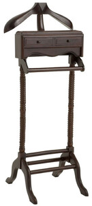 Casa Padrino Luxus Mahagoni Dressboy mit 2 Schubladen Dunkelbraun 51 x 46,5 x H. 123 cm - Kleiderst�nder - Garderobenst�nder - Stummer Diener - Schlafzimmer Accessoires - Hotel Accessoires