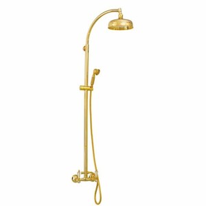 Casa Padrino Luxus Jugendstil Duschgarnitur mit �berkopfbrause und Handbrause Gold H. 120 cm