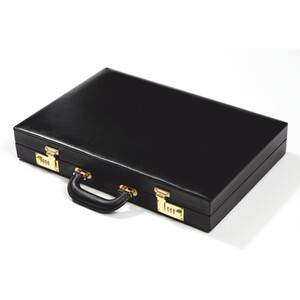 Casa Padrino Luxus Echtleder Backgammon Aktenkoffer Schwarz - Luxus Accessoires