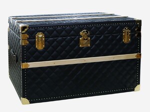 Casa Padrino Luxus Echtleder Koffer Schwarz / Gold 100 cm - Made in Italy