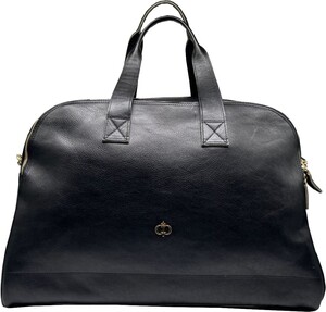Casa Padrino Luxus Echtleder Reisetasche Schwarz / Gold 50 cm - Made in Italy