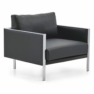 Casa Padrino Luxus Leder Sessel Grau / Silber - Echtleder Hotel & B�ro M�bel