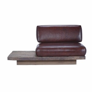 Casa Padrino Luxus Echtleder Sessel Rechte Seite Dunkelbraun / Braun - Modularer Wohnzimmer Sessel