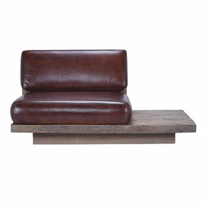 Casa Padrino Luxus Echtleder Sessel Linke Seite Dunkelbraun / Braun - Modularer Wohnzimmer Sessel