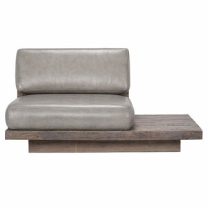 Casa Padrino Luxus Echtleder Sessel Linke Seite Grau / Braun - Modularer Wohnzimmer Sessel