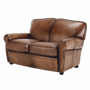 Casa Padrino Luxus Echtleder Sofa Dunkelbraun / Schwarz 140 cm - Leder Mbel