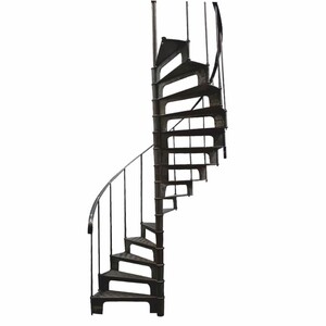 Casa Padrino Gusseisen Wendeltreppe mit Gelnder linke Seite Schwarz H. 278 cm - Rustikale Spiraltreppe