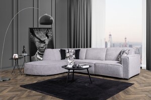 Casa Padrino Luxus Ecksofa Grau / Schwarz 290 x 215 cm - Wohnzimmer & Hotel M�bel