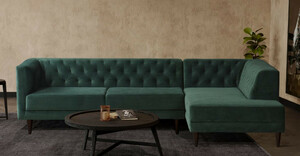 Casa Padrino Luxus Ecksofa Grn / Schwarz 262 x 178 x H. 74 cm - Wohnzimmer Sofa mit edlem Samtstoff - Wohnzimmer Mbel - Luxus Mbel - Luxus Wohnzimmer Einrichtung