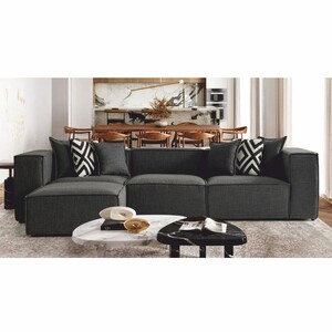 Casa Padrino Luxus Ecksofa Grau / Schwarz 315 cm - Wohnzimmer & Hotel M�bel