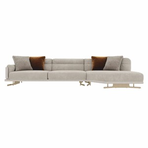 Casa Padrino Luxus Ecksofa Grau / Messing 360 cm - Wohnzimmer & Hotel Sofa