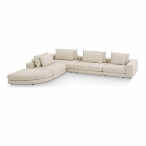 Casa Padrino Luxus Ecksofa Beige / Schwarz 388 x 360 cm - Modulares Wohnzimmer Sofa - Luxus M�bel