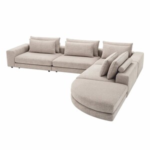 Casa Padrino Luxus Ecksofa Greige / Schwarz 388 x 360 cm - Modulares Wohnzimmer Sofa - Luxus M�bel