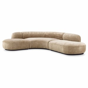 Casa Padrino Luxus Ecksofa Sandfarben / Schwarz 300 x 257 x H. 70 cm - Wohnzimmer & Hotel M�bel