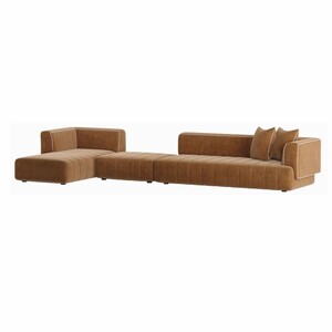Casa Padrino Luxus Ecksofa Linke Seite Braun / Wei 420 cm - Modulares Wohnzimmer & Hotel Sofa