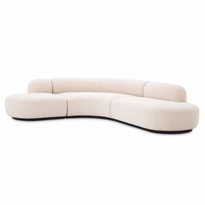 Casa Padrino Luxus Ecksofa Creme / Schwarz 300 x 257 x H. 70 cm - Wohnzimmer & Hotel M�bel