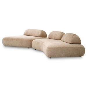 Casa Padrino Luxus Sofa Sandfarben / Schwarz - Modulares 2-Teiliges Wohnzimmer Sofa