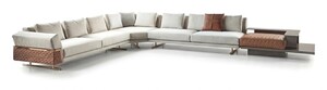 Casa Padrino Luxus Ecksofa Wei� / Grau - Hochwertige Verarbeitung - Moderne Wohnzimmer M�bel - Luxus Qualit�t