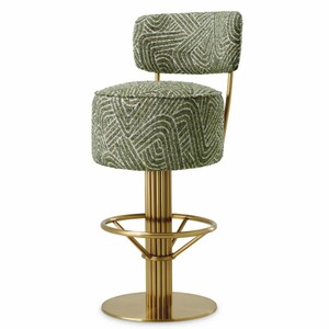 Casa Padrino Luxus Edelstahl Barstuhl Gr�n / Messing H. 104 cm - Luxus Bar M�bel